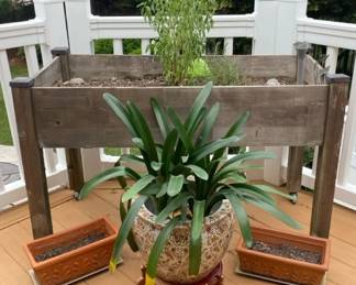 Wood Ceramic Planters
