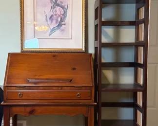 Watercolor Artwork by Connie Glowacki, Secretary Desk and Bookcase
