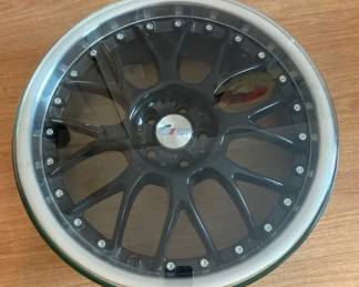 Custom Coffee Table Made From A Drag Wheel DR19 Rim With Glass Top