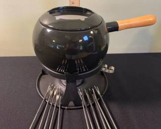 Fondue Pot Set With Burner and Cast Iron Muffin Pan