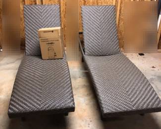 Pair Of Brown Wicker Poolside Chaise Lounges Aquastrong Submersible Pool Pump