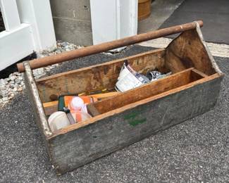335 vintagewoodentoolboxtotewithcontent
