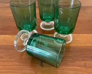 376 setof4greenstemmedcordialshotglas