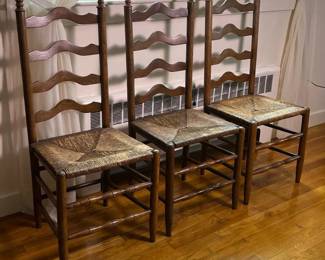 230 setof3brownwoodladderbackdiningc