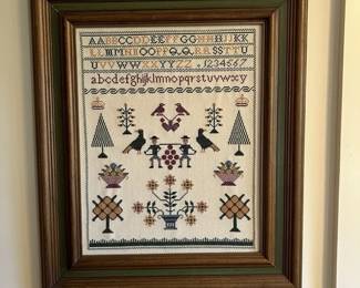 079 framedcrossstitchsamplerwithalphabe