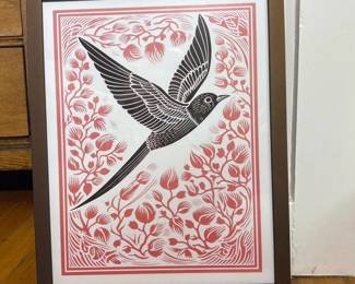 014 framedwallartwithbirdandfloralmot