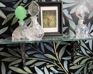 069 glassshelfwithvintageperfumebottles