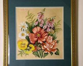 221 framedfloralbouquetpaintingbyhelen