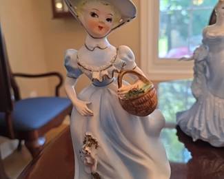 vintage Arnart Japanese porcelain figurine of a lady in a blue dress