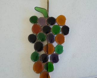 Vintage strained glass grape cluster sun catcher