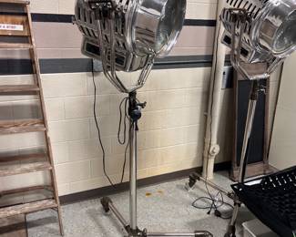 RESTORATION HARDWARE 1940s HOLLYWOOD STUDIO FLOOR LAMPS, SOLID ALUMINUM AND STEEL 