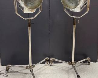RESTORATION HARDWARE 1940s HOLLYWOOD STUDIO FLOOR LAMPS, SOLID ALUMINUM AND STEEL