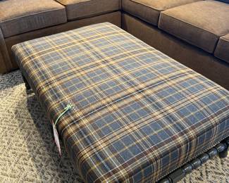 large wood plaid ottoman