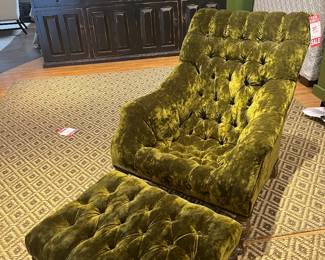 tufted velvet chair and ottoman