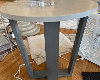 painted wood round side table