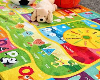 Brand new kids rug, Soccer ball + Basketball Plush, Plushies