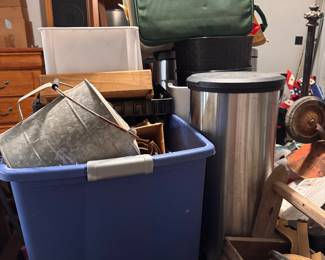 Metal garbage, vintage galvanized pail
