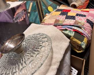 Cake stand, Towels, Quilt, chair massager, fishing pole holder, etc.