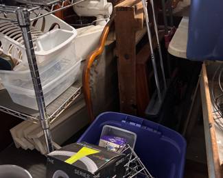 Vintage mirror, organizing items, Rolling buggie/crate