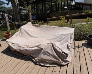 Lawn lounge set with cushions and table and cover