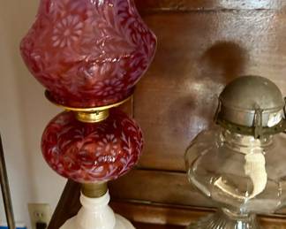 Ruffle top and Hobnail Lamp