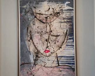 Enrique "Quique" Mora Painting; measurements are 6' x 4' (framed: 77" x 52").
