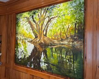 Oversized Jim Draper Painting; measurements are 6' x 9'.
