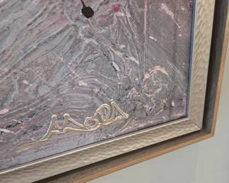 Enrique "Quique" Mora Painting; measurements are 6' x 4' (framed: 77" x 52").