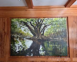 Oversized Jim Draper Painting; measurements are 6' x 9'.