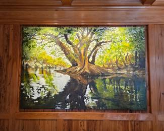 Oversized Jim Draper Painting; measurements are 6' x 9'.