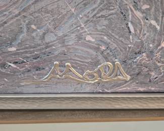 Enrique "Quique" Mora Painting; measurements are 6' x 4' (framed: 77" x 52").