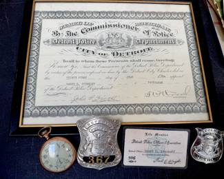 Vintage Detroit police items.