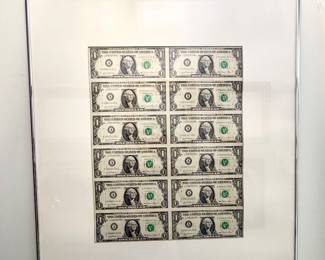 Uncirculated or cut 1981 dollar bills.