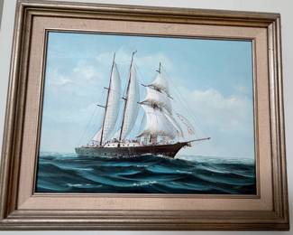 Ship oil painting.
