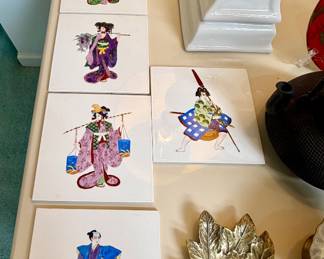 Japanese figural ceramic tiles.
