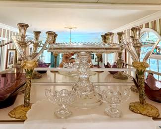 Sterling silver candelabras.