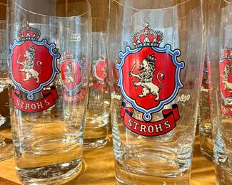 Vintage Stroh's beer glasses.