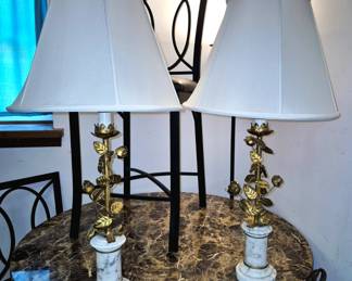 Vintage marble base table lamps