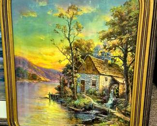 Much framed artwork!! Vintage framed prints. William Thompson "Cabin" print in original frame