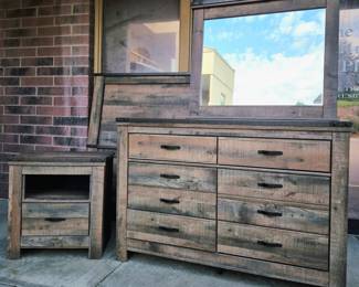 Much, much furniture-modern and antique. 4 pcs. Ashley casual rustic-industrial looking bedroom set