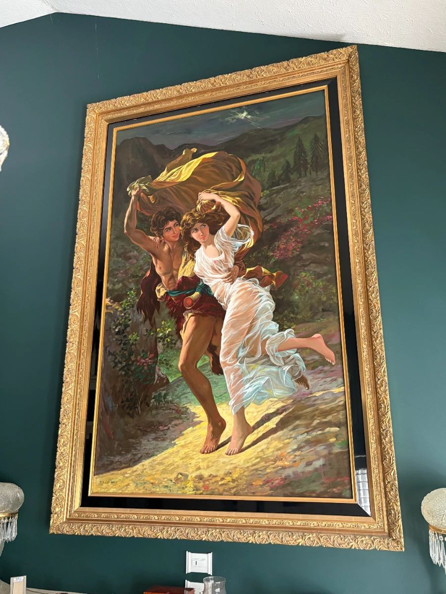 Large format, approx. 8' tall. "The Storm by Pierre Auguste Cot"