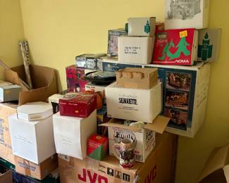 Tons of Christmas decor, lots of Department 56