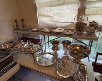 Silver plated serving dishes
