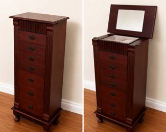 Standing Jewelry Armoire with Mirror