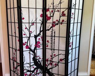 4 Panel Folding Room Divider - Japenese Shoji-inspired