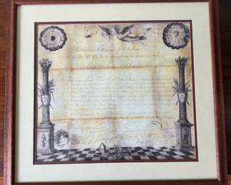 Framed 1811 Masonic Letter of Introduction Philibert Rodier French Freemasonry Document