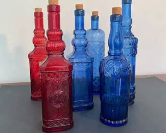 Cobalt Blue and Red Flash Glass Bottle Collection