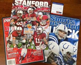 PSA Authenticated Signed Andrew Luck Stanford Media Guide and 2 Luck Sports Illustrated Mags