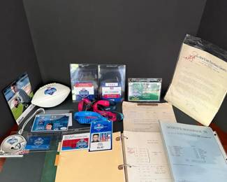NFL Scouting And Combine Lot, Vintage Team Scouting Materials And Combine Credentials