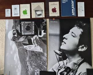 004 Vintage Apple Computer Lot 1998 Think Different Posters Ansel Adams, Bob Dylan Apple Manuals